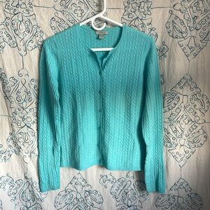Talbots Aqua Cable Knit Cardigan